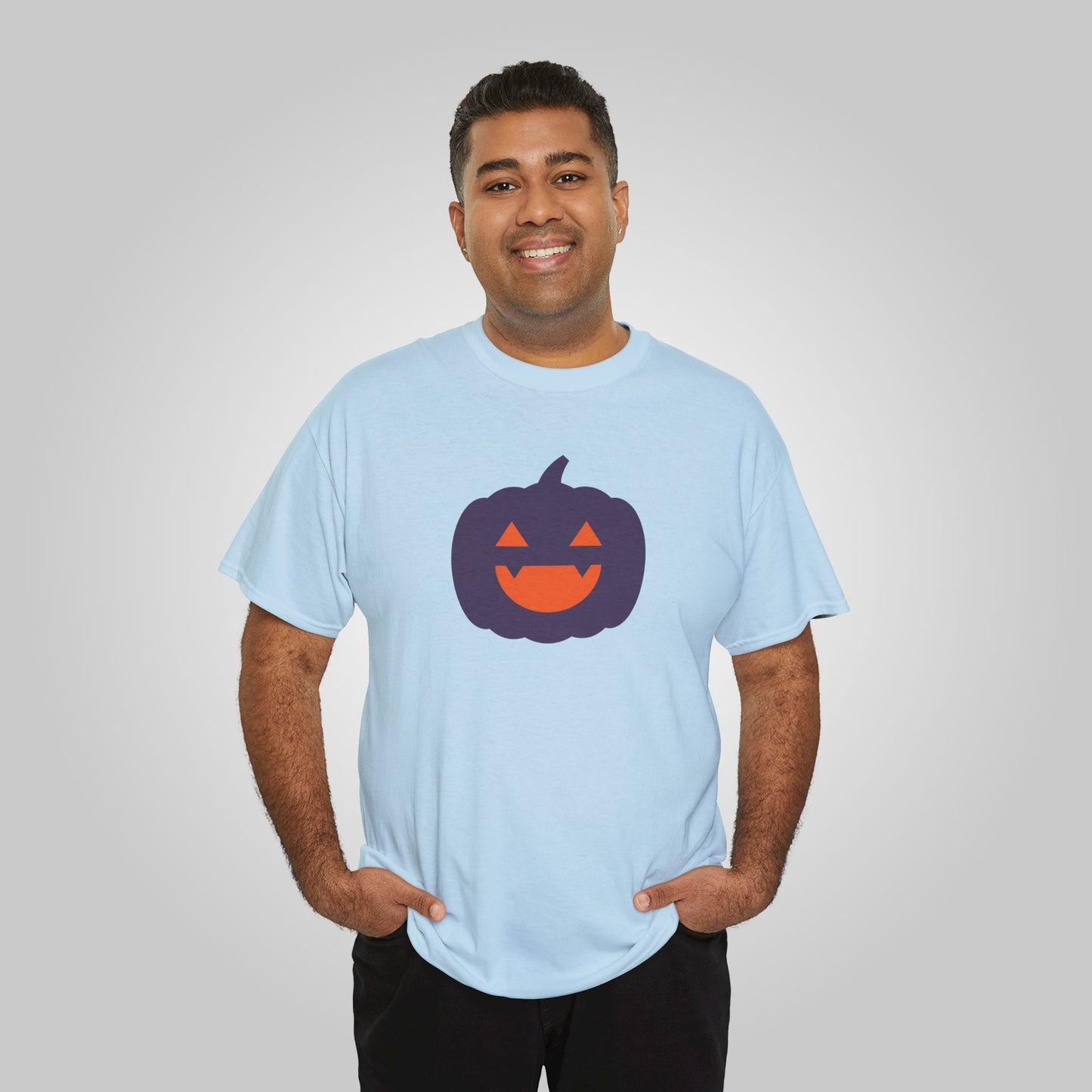 Halloween Pumpkin Head Unisex Heavy Cotton Tee, Harvest Jack T-Shirt, Halloween Tee