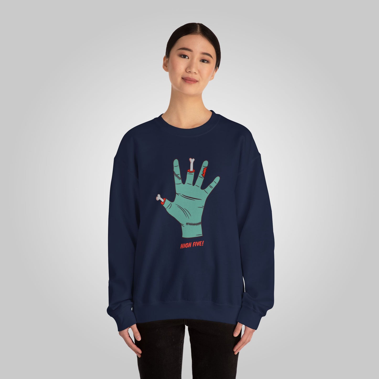 Halloween High Five Softstyle Fleece Crewneck Sweatshirt  -  Halloween Boo-Smack Sweatshirt