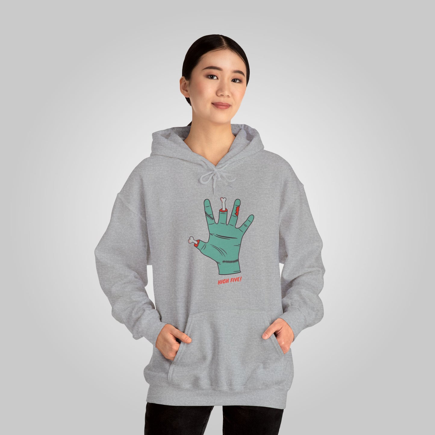 Halloween High Five Unisex Heavy Blend™ Hooded Sweatshirt, Fright-Five Hoodie, Halloween Hoodie