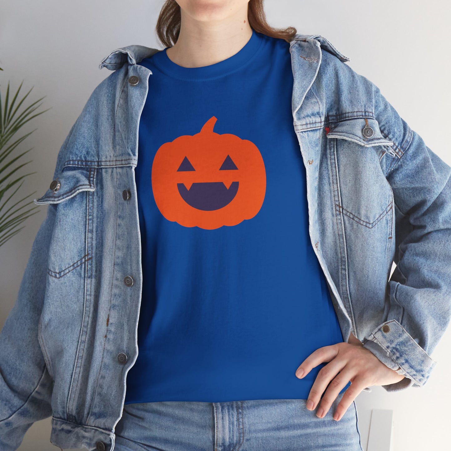 Halloween Pumpkin Head Unisex Heavy Cotton Tee, Harvest Jack T-Shirt, Halloween Tee