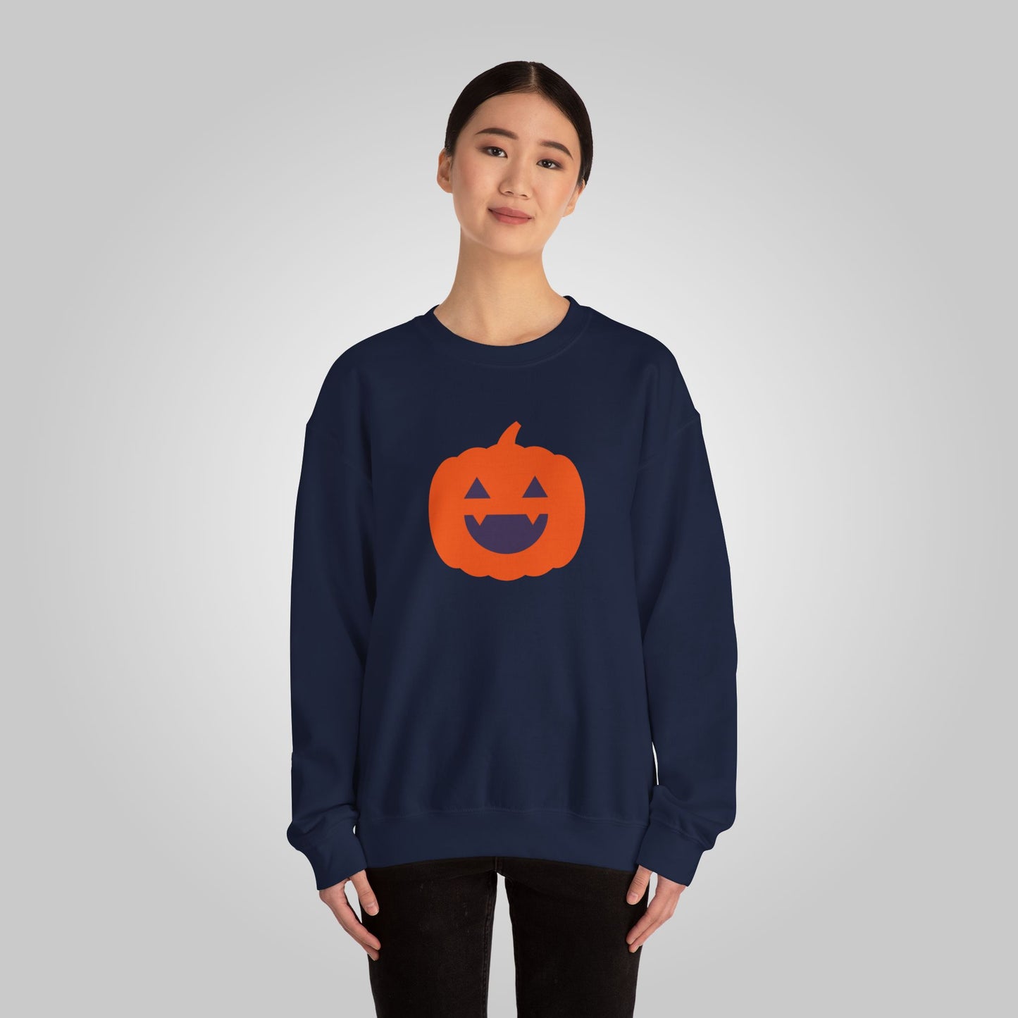 Halloween Pumpkin Head Unisex Heavy Blend™ Crewneck Sweatshirt, Harvest Jack Sweatshirt, Halloween Sweatshirt