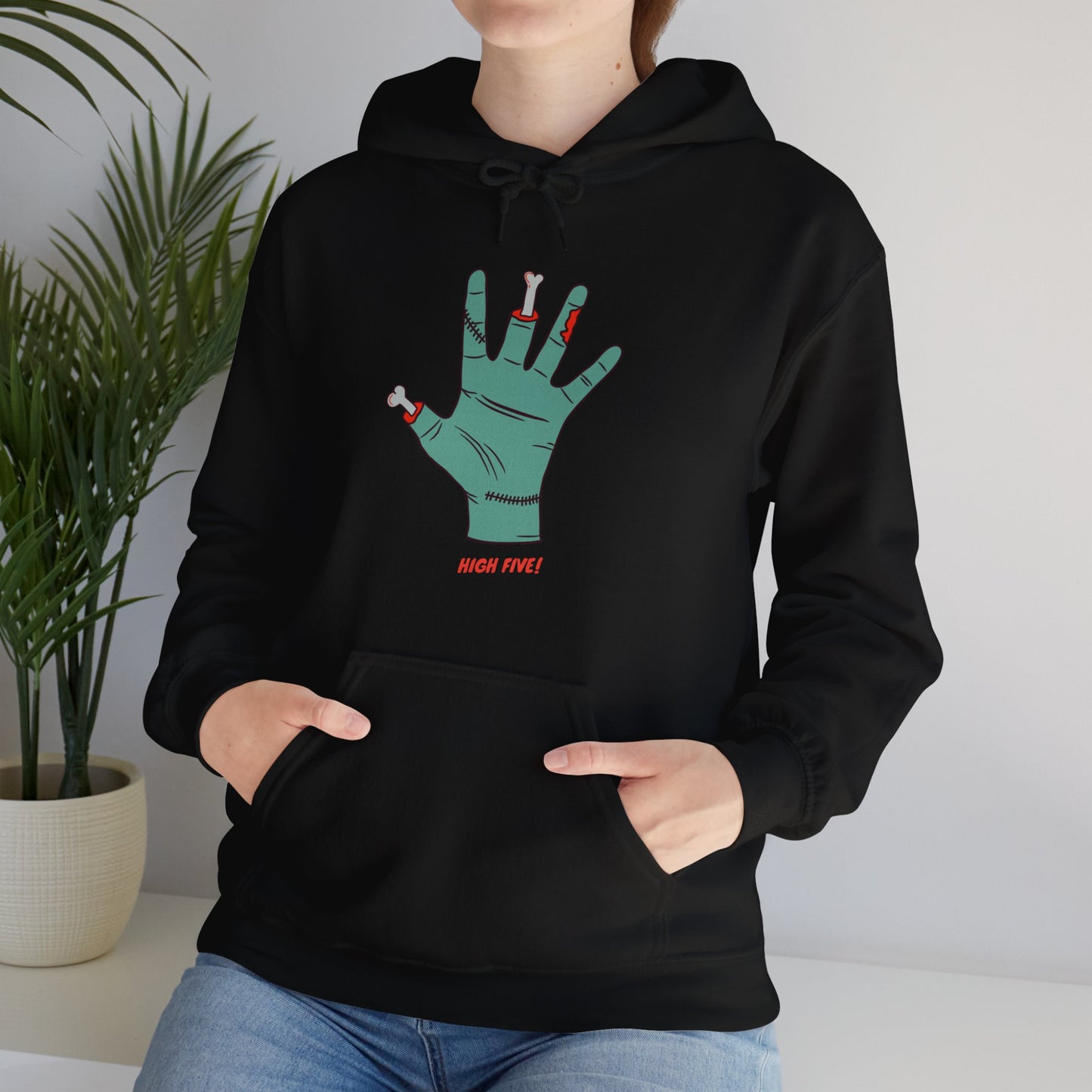 Halloween High Five Unisex Heavy Blend™ Hooded Sweatshirt, Fright-Five Hoodie, Halloween Hoodie