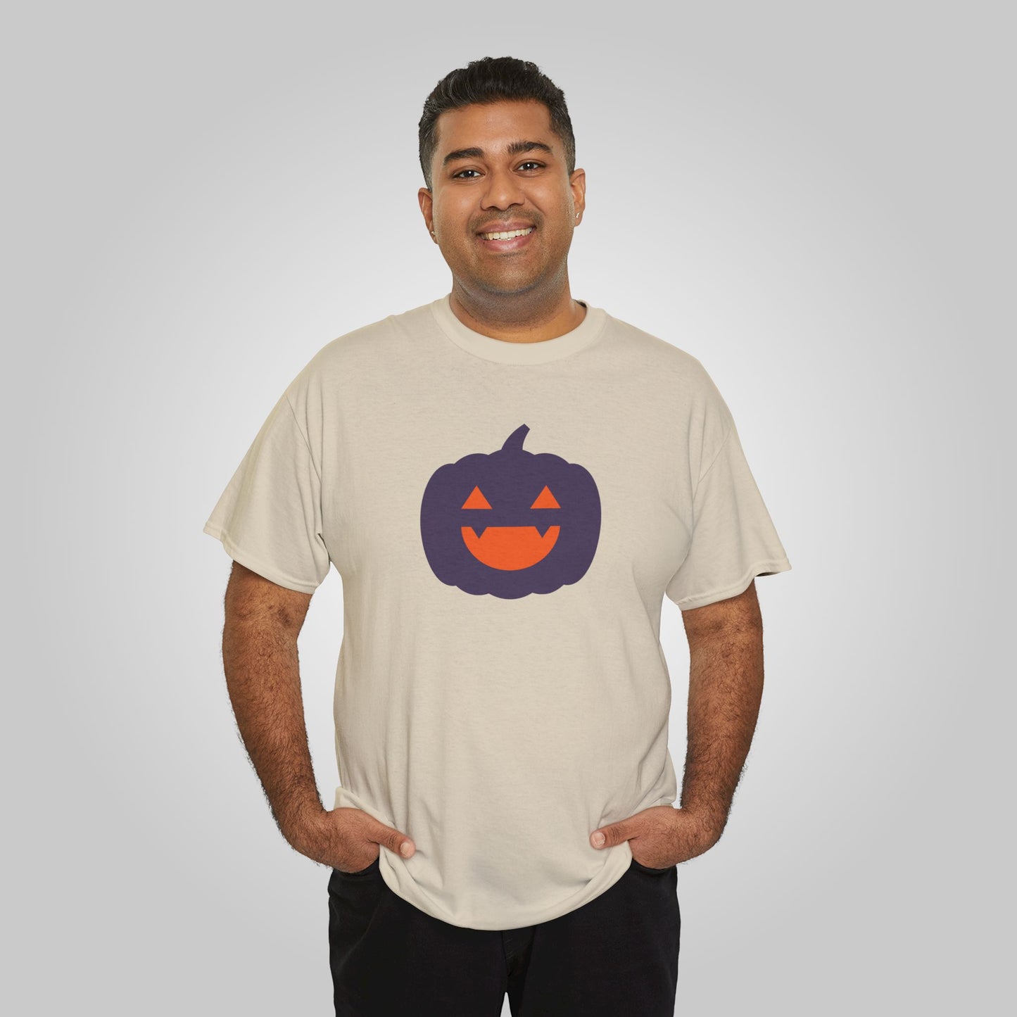 Halloween Pumpkin Head Unisex Heavy Cotton Tee, Harvest Jack T-Shirt, Halloween Tee