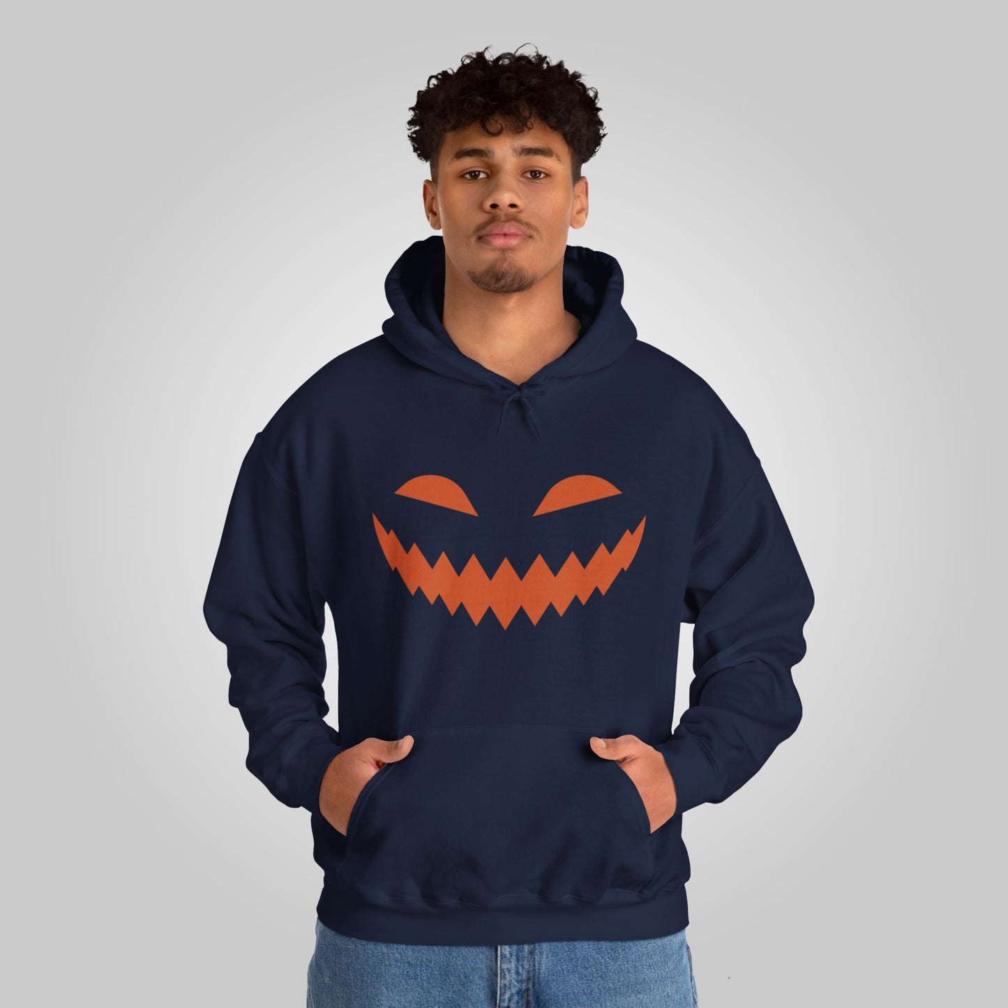 Halloween Pumpkin Smile Unisex Heavy Blend™ Hooded Sweatshirt, Gourd Glow Spooky Smile Hoodie, Halloween Hoodie