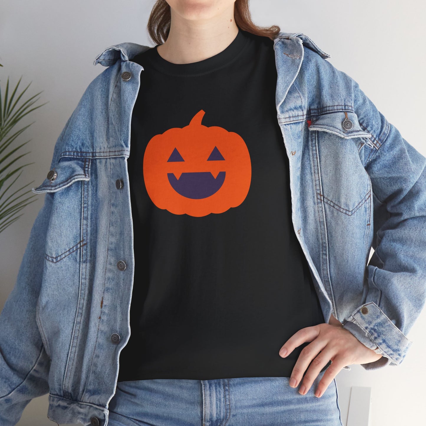 Halloween Pumpkin Head Unisex Heavy Cotton Tee, Harvest Jack T-Shirt, Halloween Tee