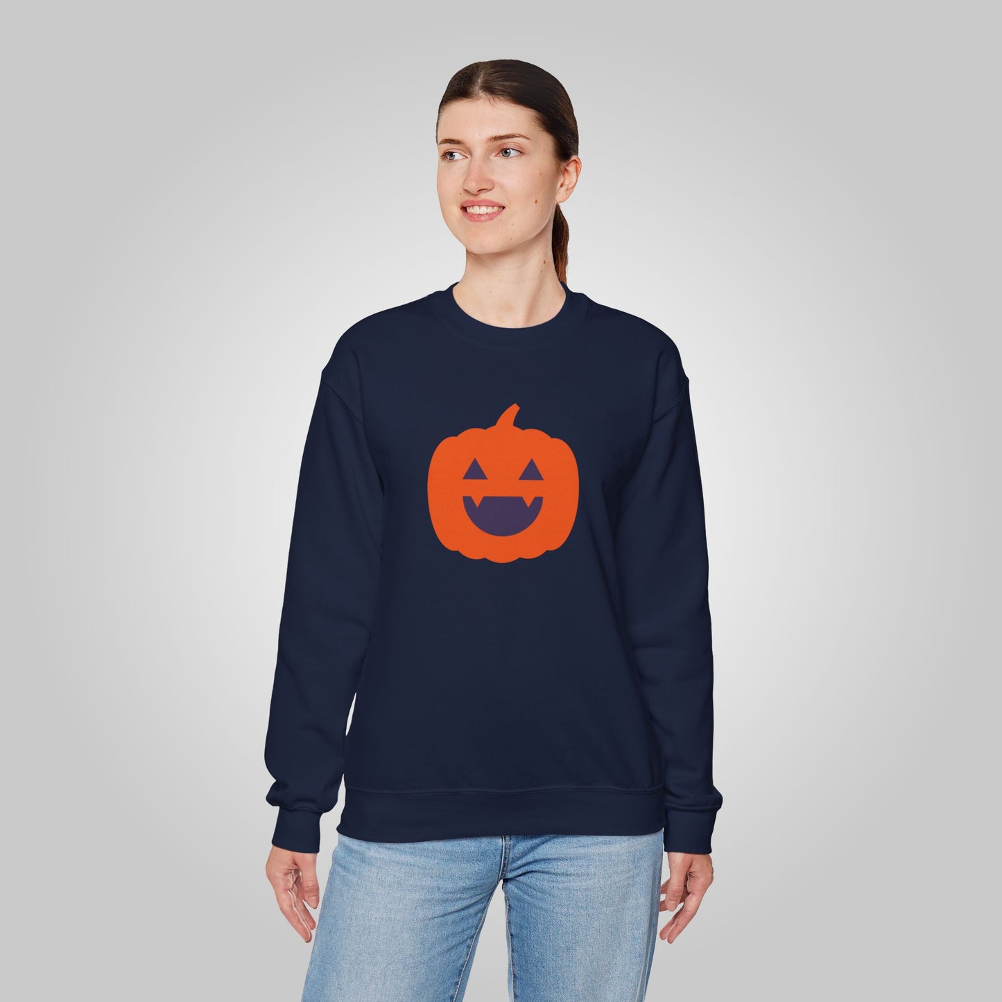 Halloween Pumpkin Head Unisex Heavy Blend™ Crewneck Sweatshirt, Harvest Jack Sweatshirt, Halloween Sweatshirt