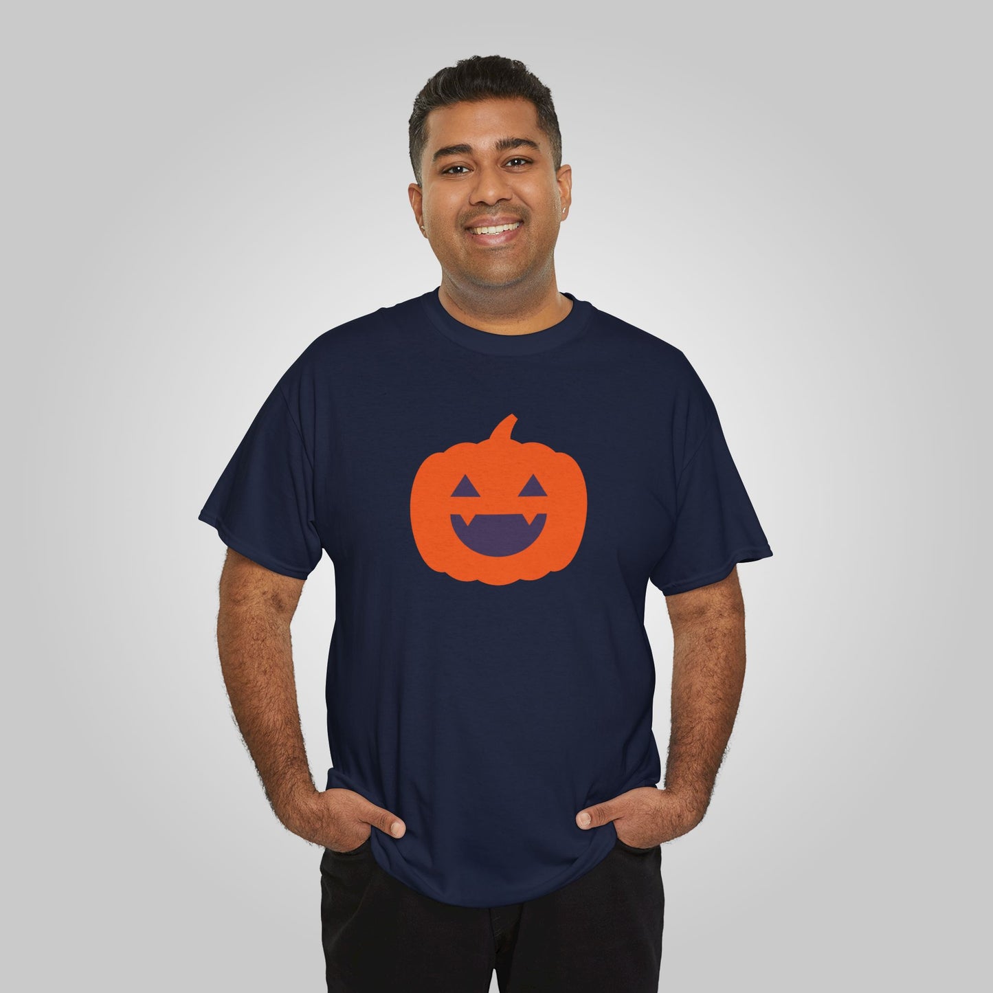 Halloween Pumpkin Head Unisex Heavy Cotton Tee, Harvest Jack T-Shirt, Halloween Tee