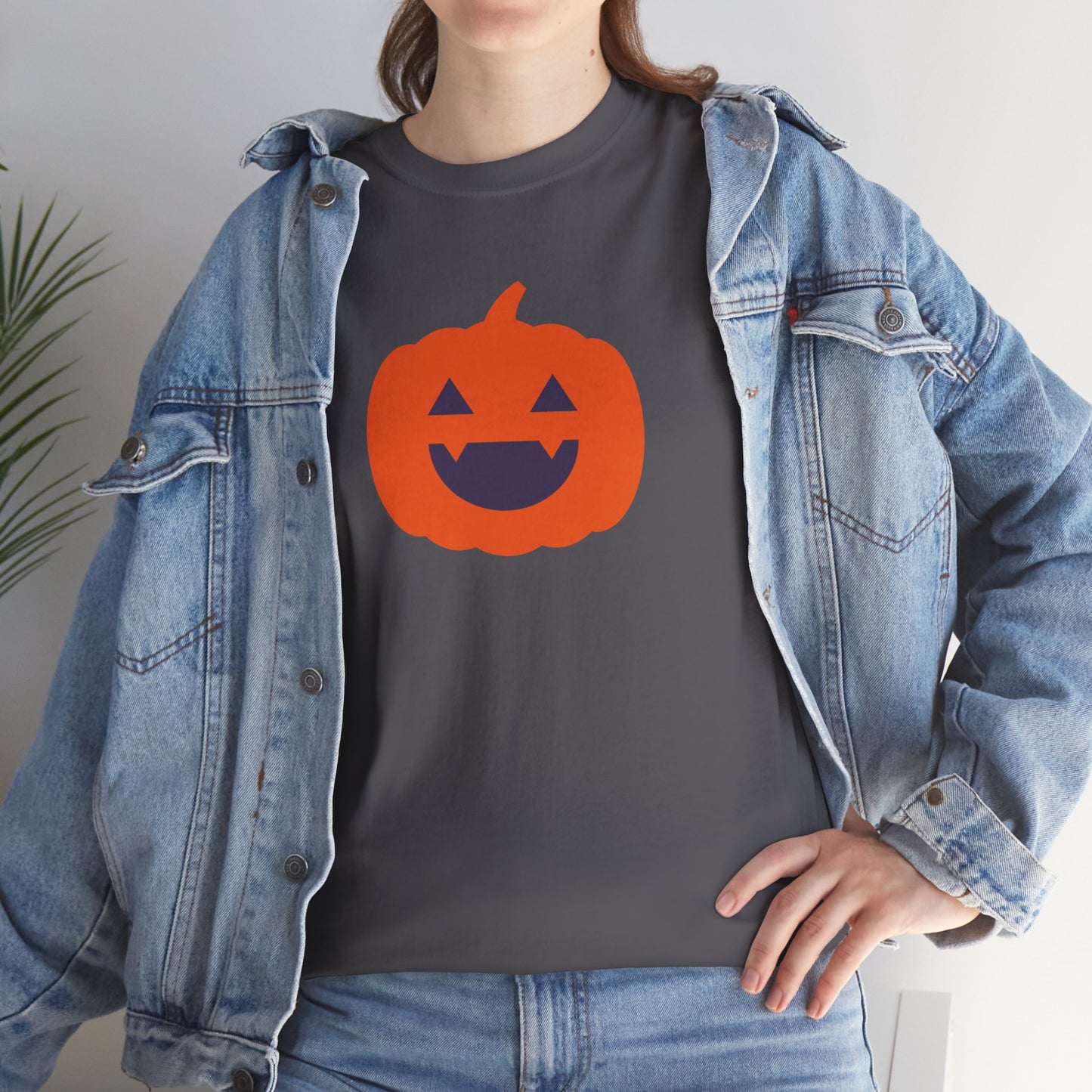 Halloween Pumpkin Head Unisex Heavy Cotton Tee, Harvest Jack T-Shirt, Halloween Tee