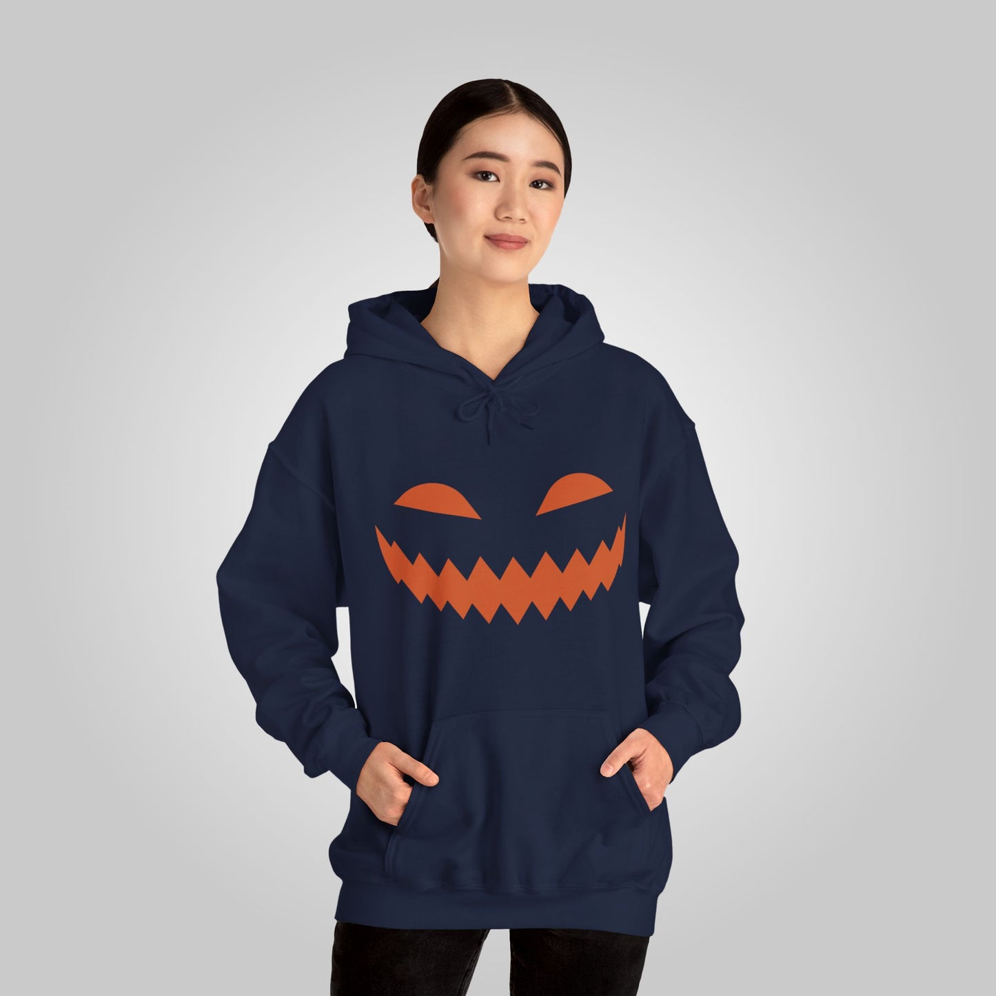 Halloween Pumpkin Smile Unisex Heavy Blend™ Hooded Sweatshirt, Gourd Glow Spooky Smile Hoodie, Halloween Hoodie