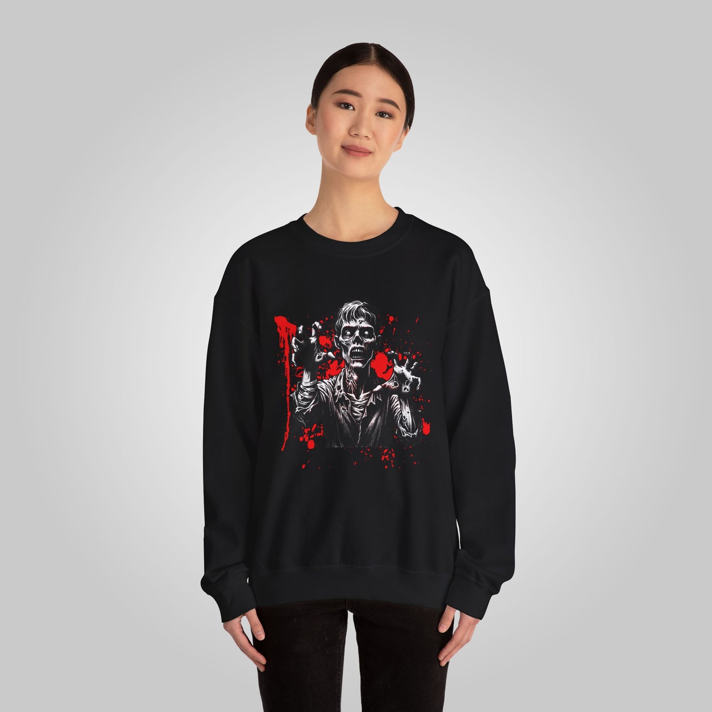 Halloween Zombie Attack Unisex Heavy Blend™ Crewneck Sweatshirt, Brain Muncher Brawl Sweatshirt, Halloween Sweatshirt