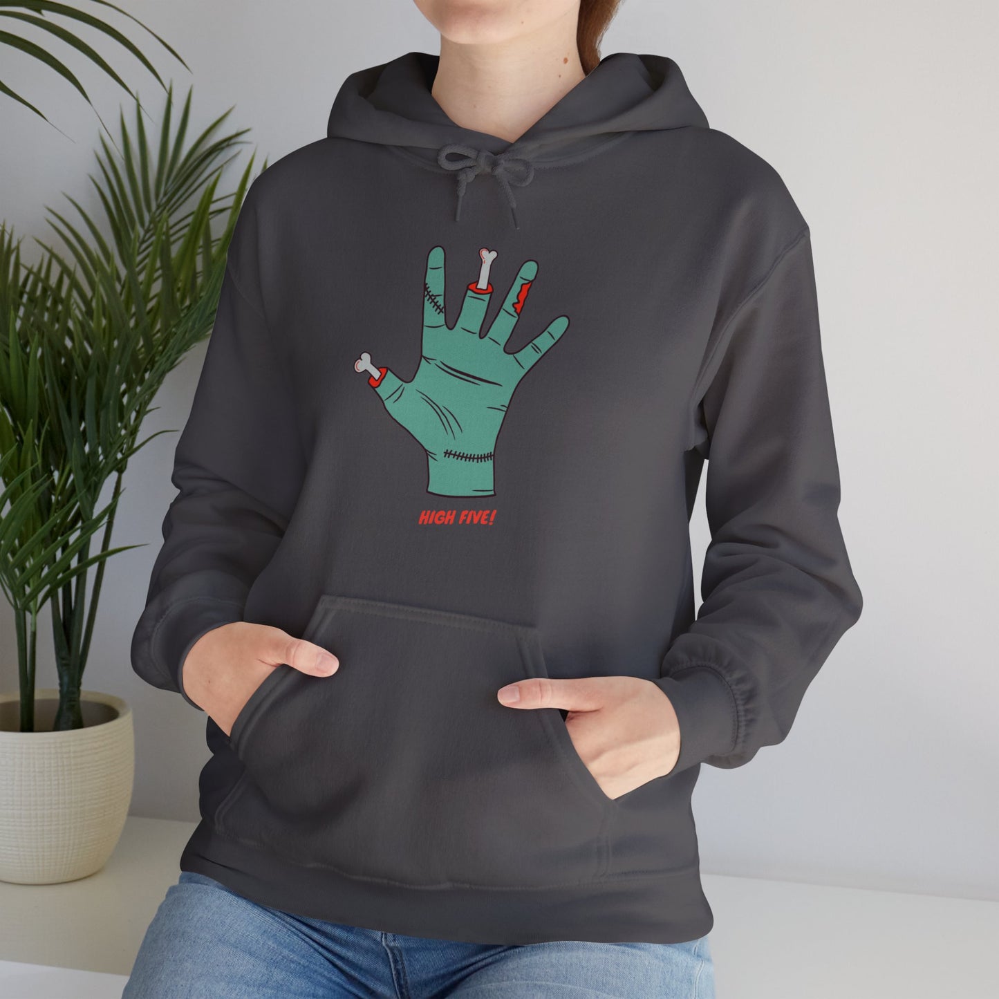 Halloween High Five Unisex Heavy Blend™ Hooded Sweatshirt, Fright-Five Hoodie, Halloween Hoodie