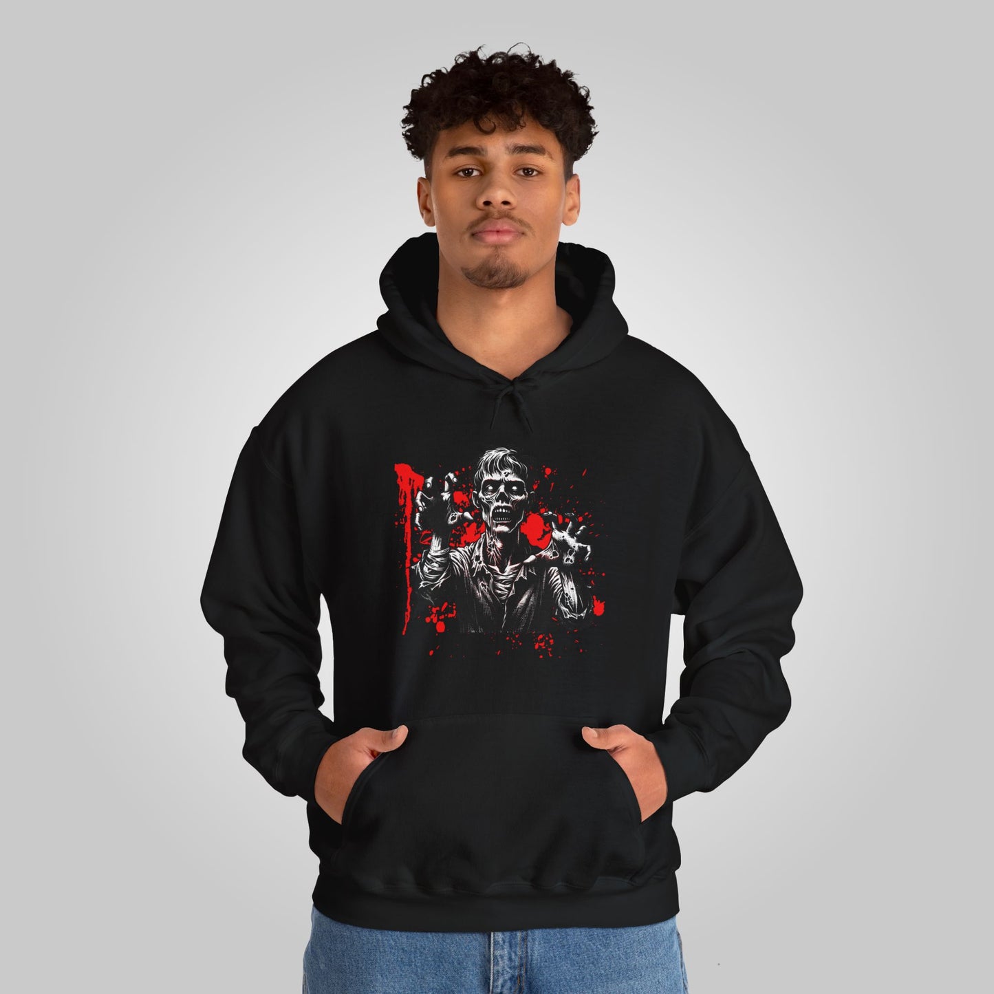 Halloween Zombie Attack Unisex Heavy Blend™ Hooded Sweatshirt, Brain Muncher Brawl Hoodie, Halloween Hoodie