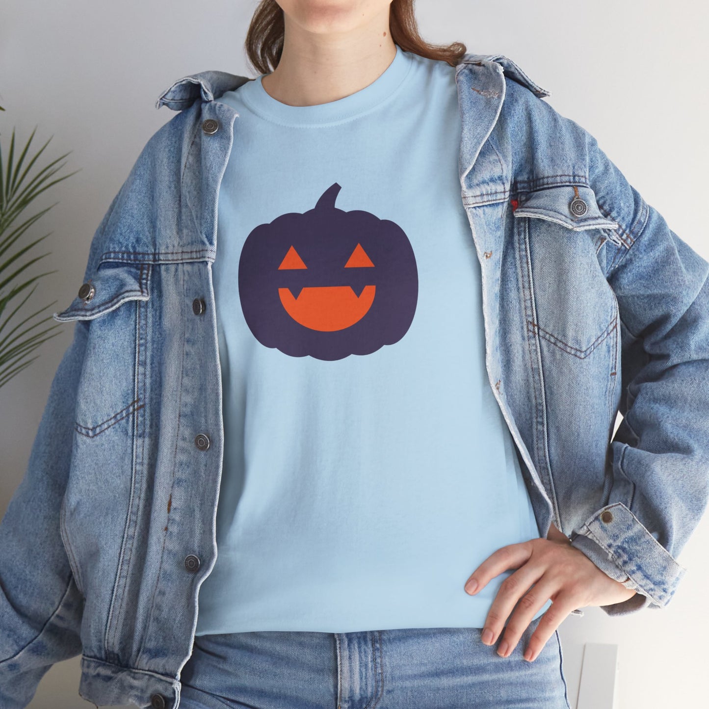 Halloween Pumpkin Head Unisex Heavy Cotton Tee, Harvest Jack T-Shirt, Halloween Tee