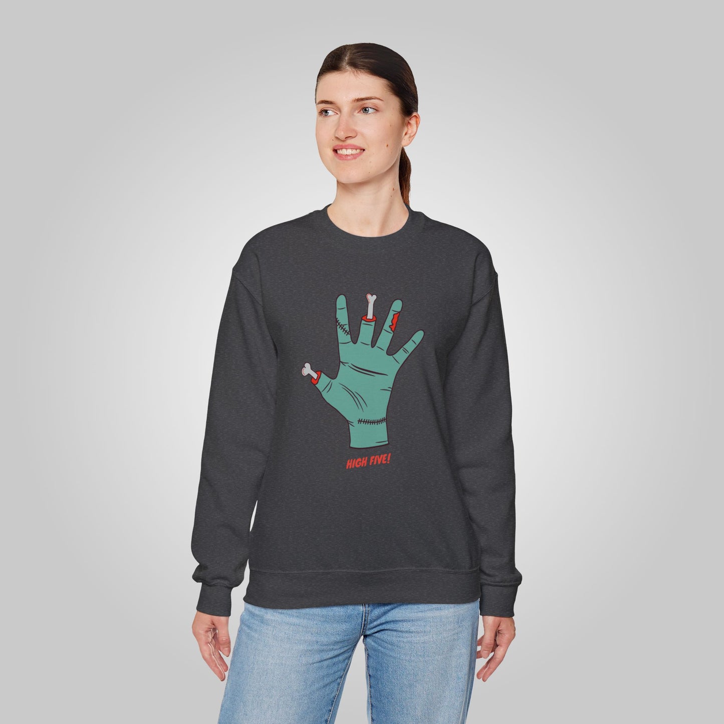 Halloween High Five Softstyle Fleece Crewneck Sweatshirt  -  Halloween Boo-Smack Sweatshirt