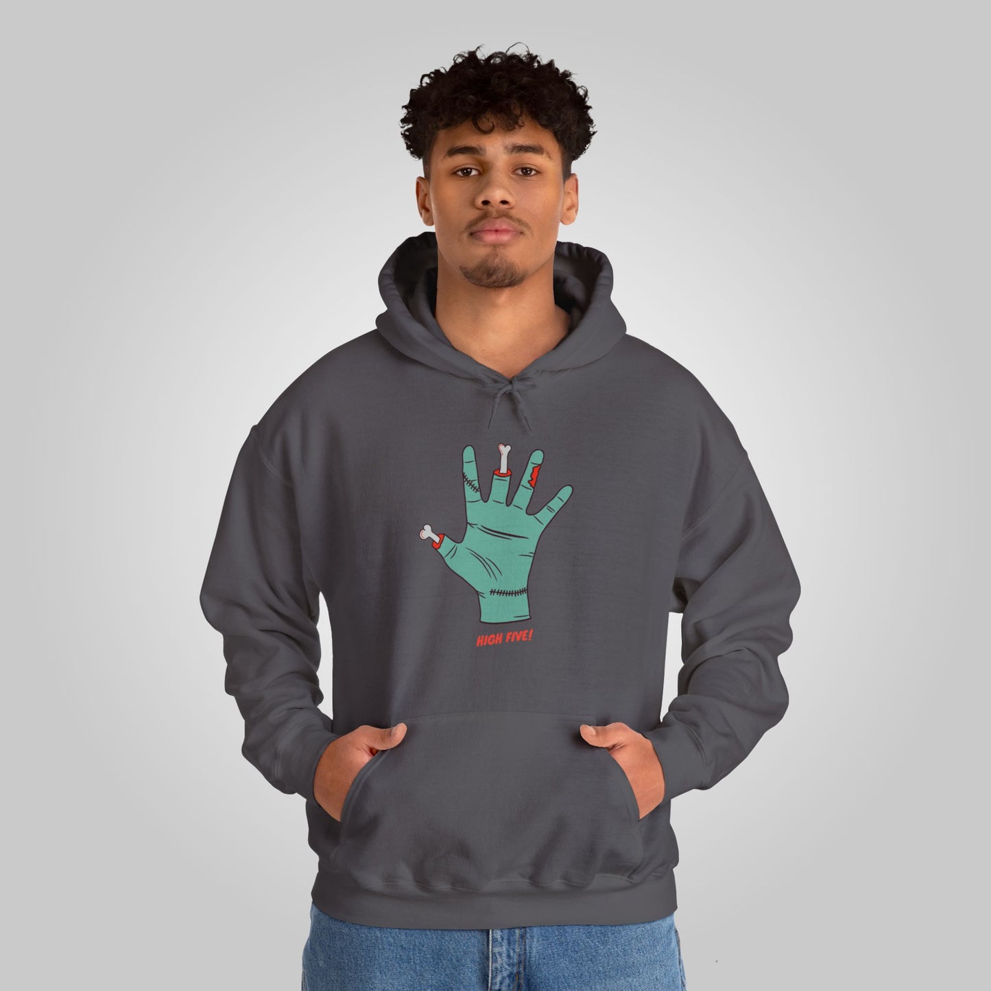 Halloween High Five Unisex Heavy Blend™ Hooded Sweatshirt, Fright-Five Hoodie, Halloween Hoodie