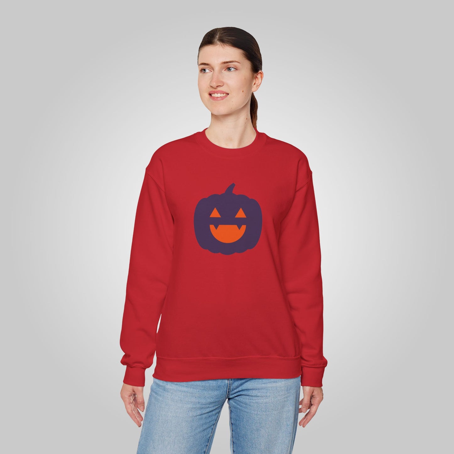 Halloween Pumpkin Head Unisex Heavy Blend™ Crewneck Sweatshirt, Harvest Jack Sweatshirt, Halloween Sweatshirt