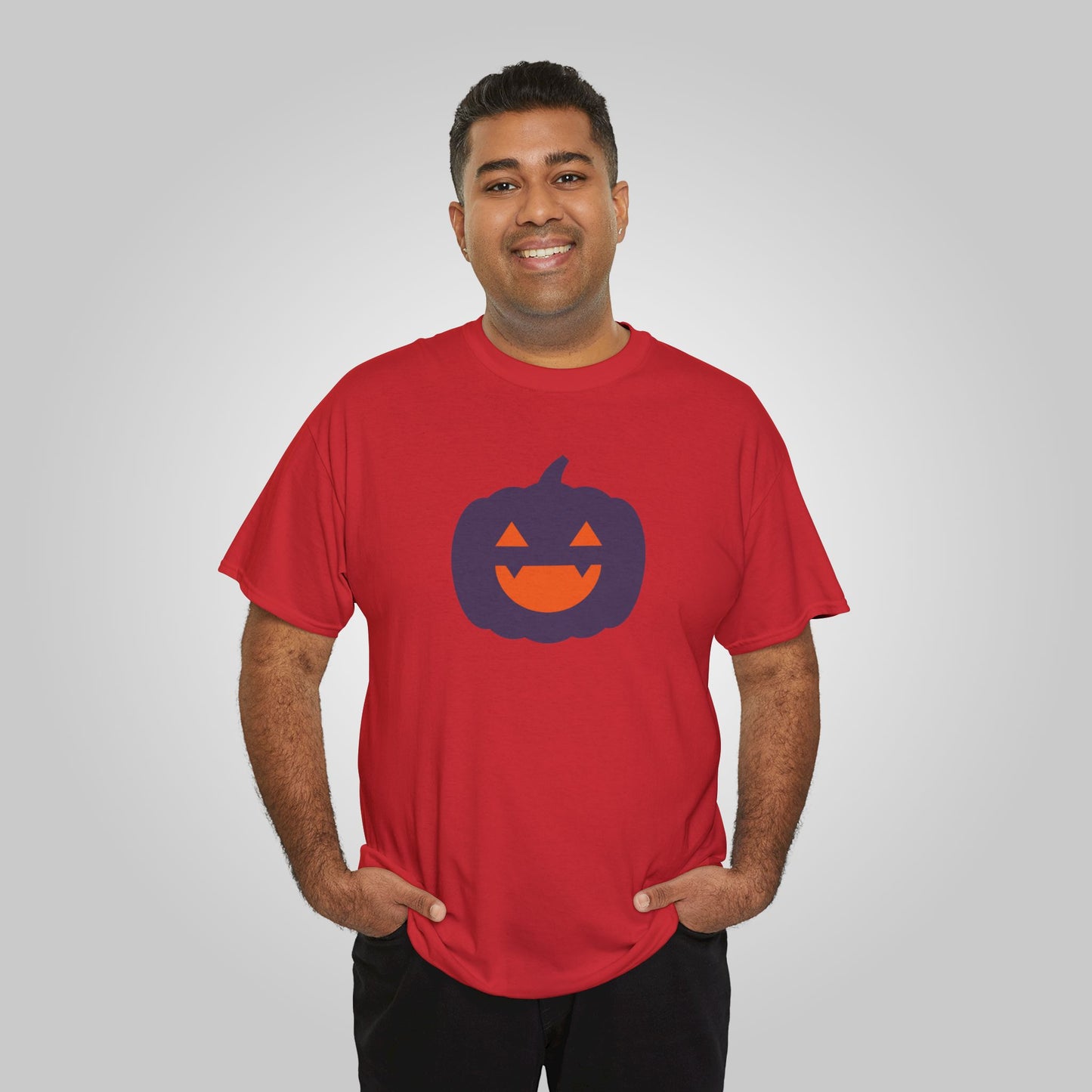 Halloween Pumpkin Head Unisex Heavy Cotton Tee, Harvest Jack T-Shirt, Halloween Tee